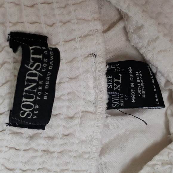 Sound/Style by Beau Dawson White Linen Blend Drawstring Shorts Size Xl - Picture 3 of 5